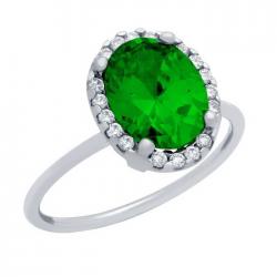 Inel argint 925 rodiat cu piatra verde [0]